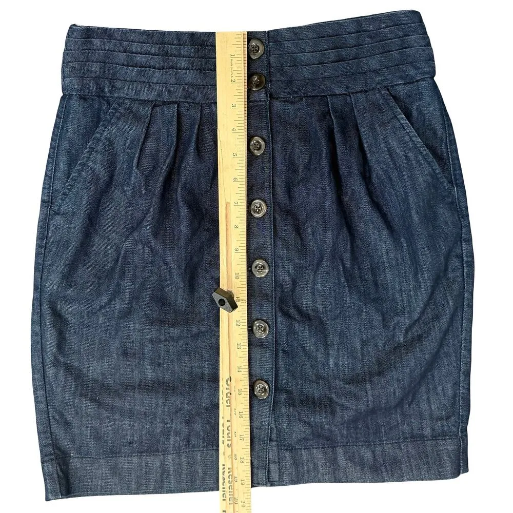 Pilcro and the Letterpress Blue Dark Wash Mini Button Front Jean Denim Skirt 6 - Image 3