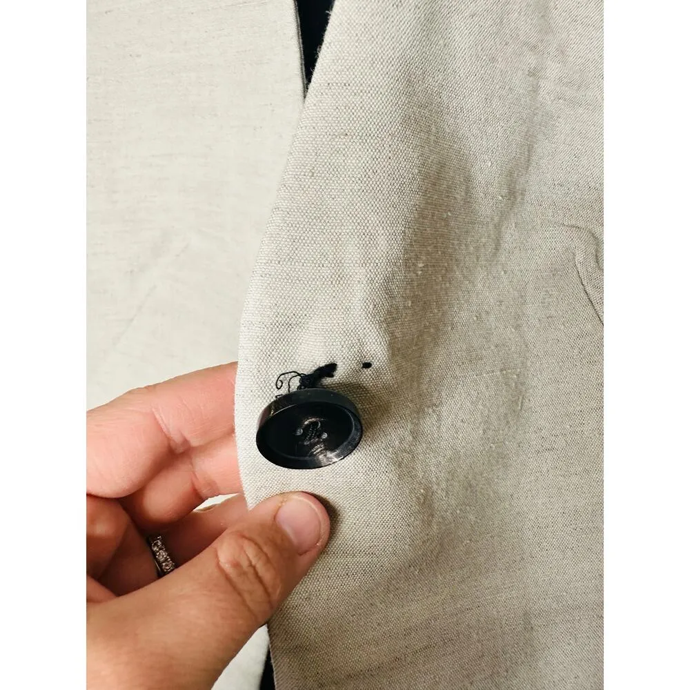 Co Beige Wool Hemp Blend Peplum Bell Sleeves One Button Blazer Jacket Size Small - Image 14