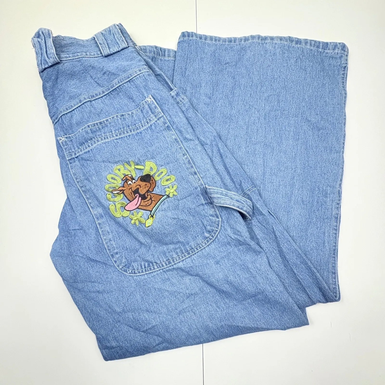 Y2K Scooby Doo Cartoon Network Wide Leg Low Rise Jeans Womens See Measurements Blue Size undefined - Image 16