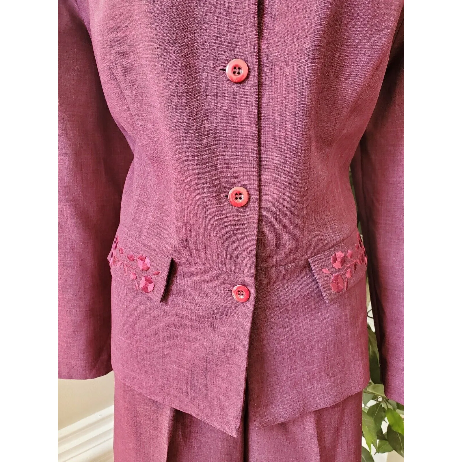 Sag Harbor Women Purple Polyester Single Breasted Blazer & Pant 2 Pc's Suit 12 - Image 4