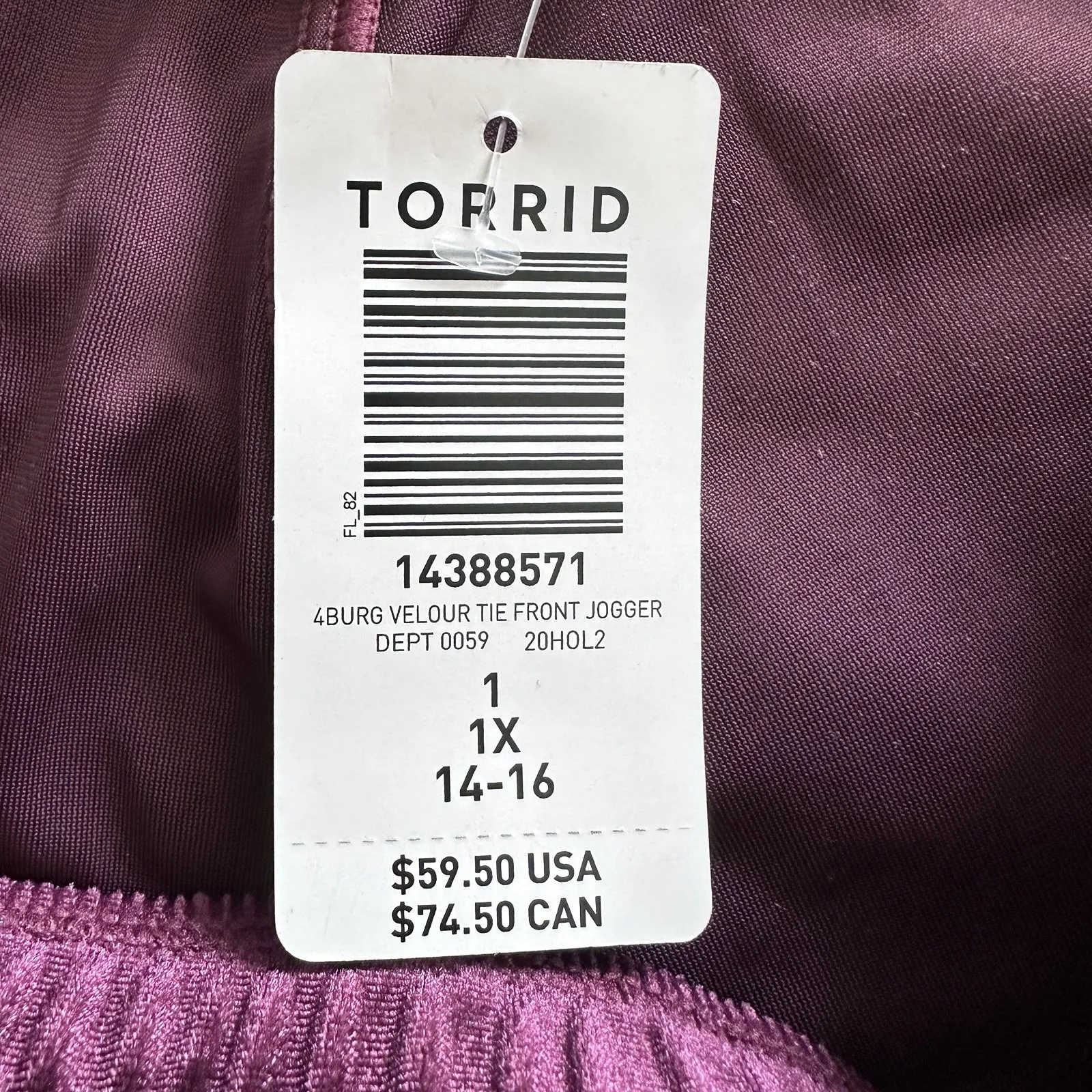 Torrid Womens Velour Tie Front Joggers 1X Burgundy Plush Velvet Lounge Pants - Image 9