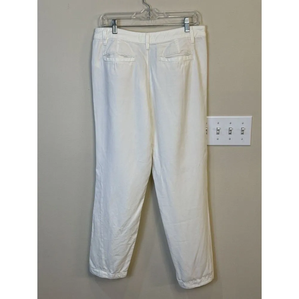 Anthropologie White Ivory Flannel Pants Size 29 Mid Rise‎ Tapered Leg. - Image 3