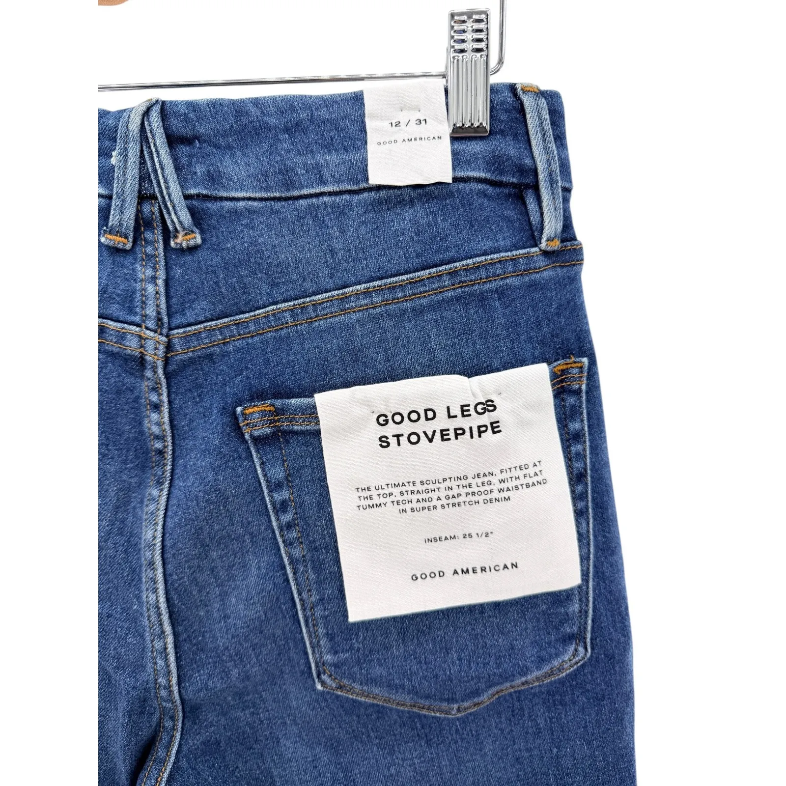 Good American Good Legs Stovepipe Women Jeans Blue Wash Size 12 31 NWT - Image 5