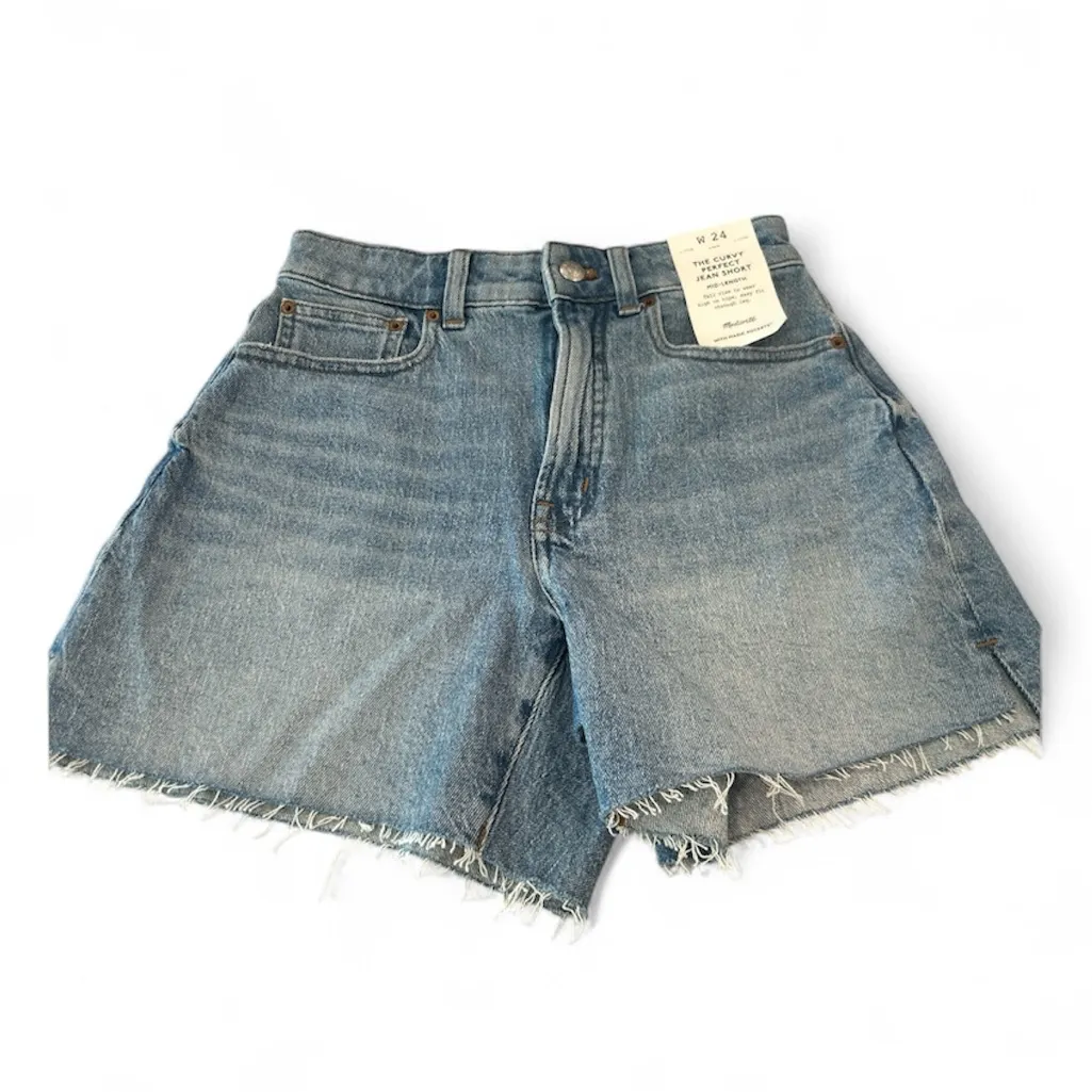 Women’s Madewell Curvy Perfect Vintage Mid-Length Jean Short Size 24 NWT #NT973 - Image 2