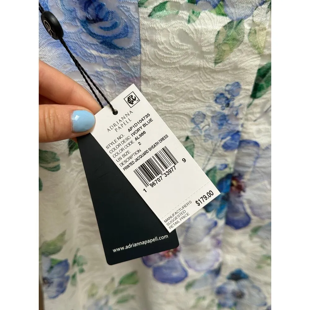 NEW NWT Adrianna Papell Printed Jacquard Sheath Mini Dress size 2 - Image 6