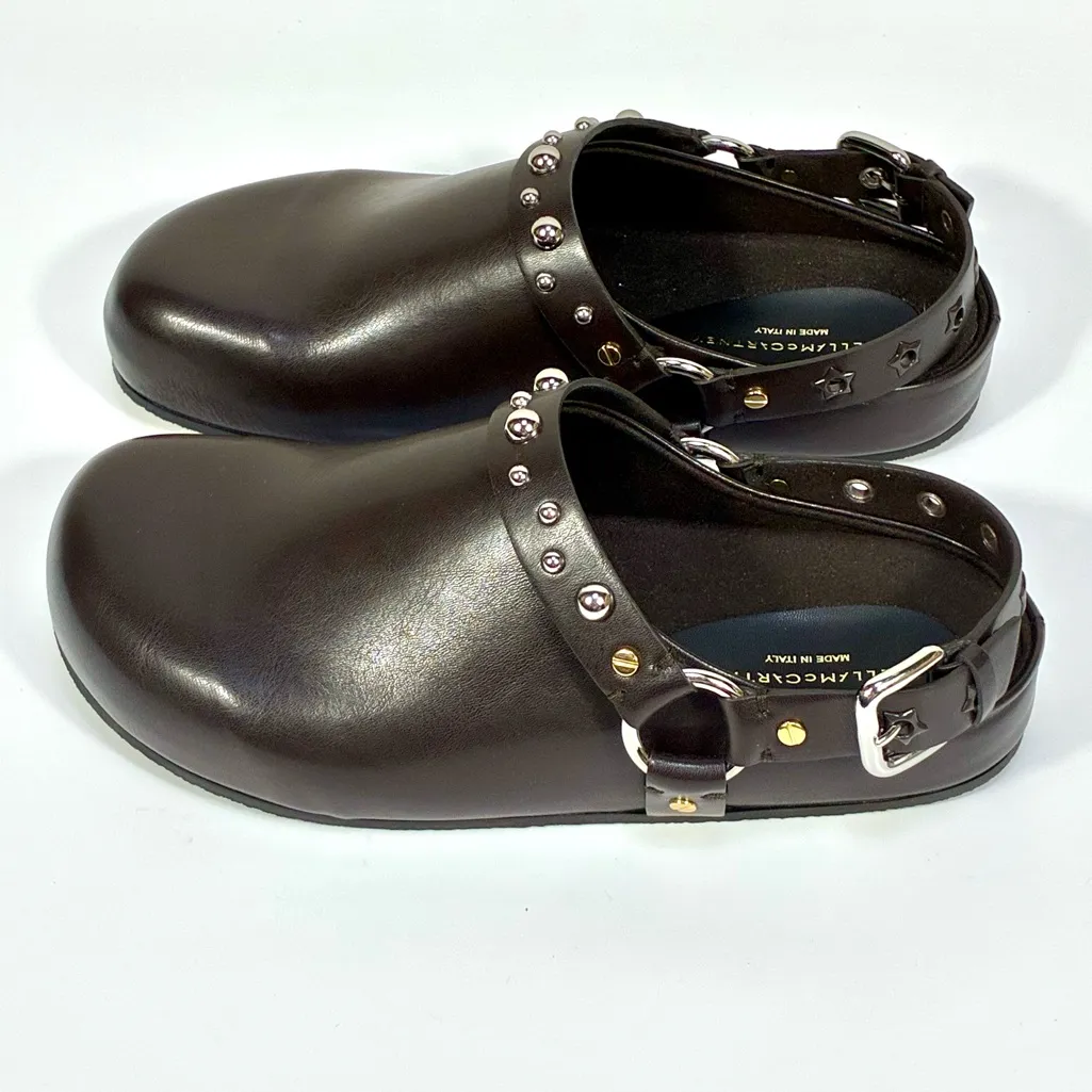 Stella McCartney Elyse Studded Slingback Clogs Eco Mat Coffee EU 40 NEW Vegan - Image 15
