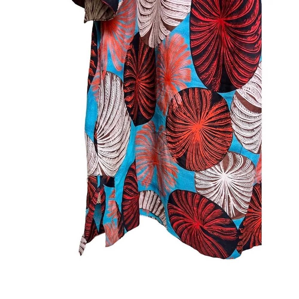 Diane Von Furstenberg Silk-Blend Botanical Dress/ Swim Suit Cover Up Size 8 - Image 5