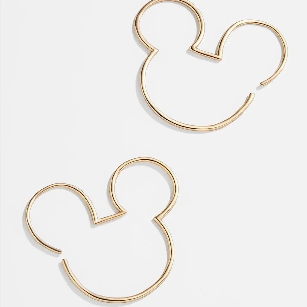 Disney x BaubleBar Mickey Mouse Outline Wire Hoop Earrings Gold | NWT - Image 4