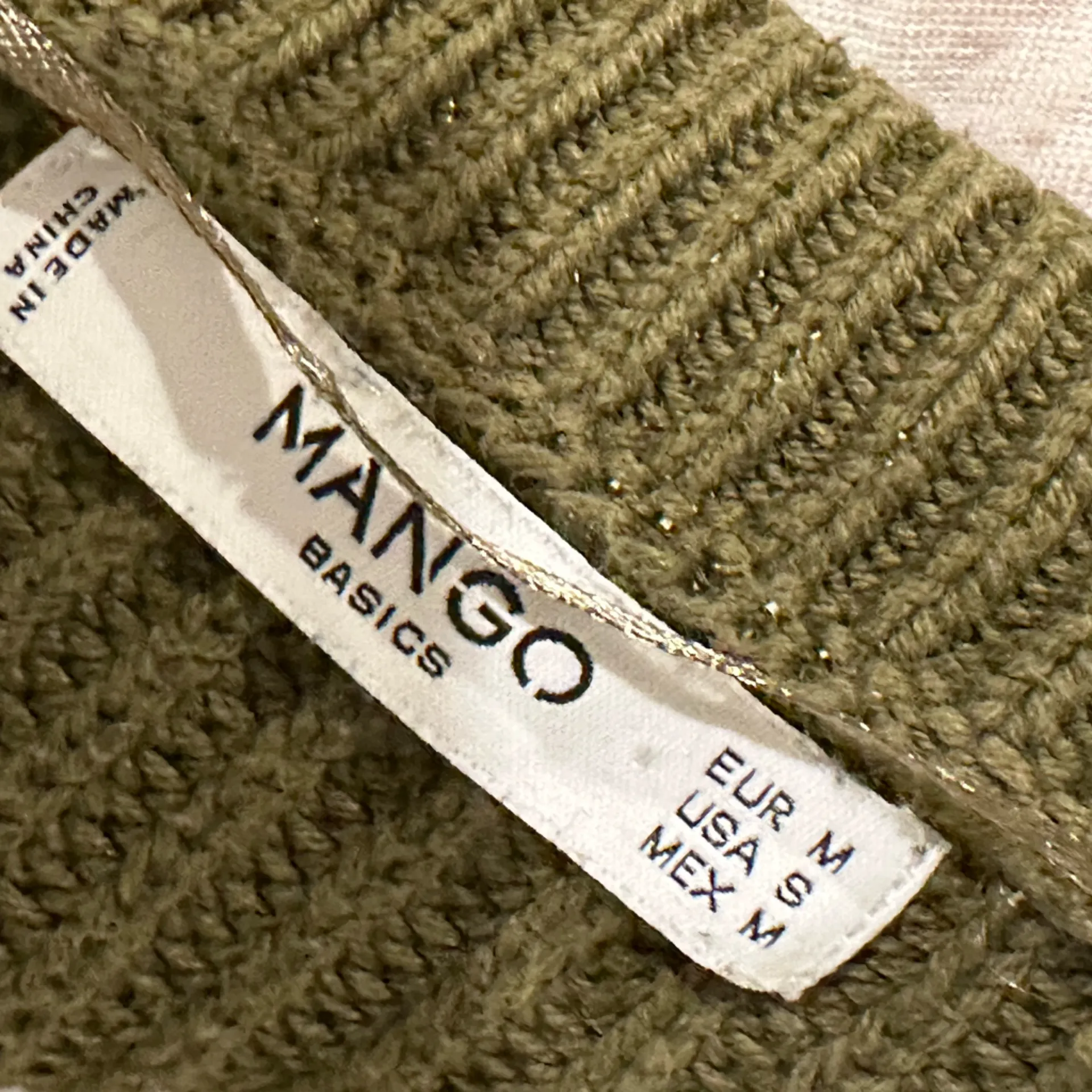 Mango cotton knit cardigan in dark green - Image 5