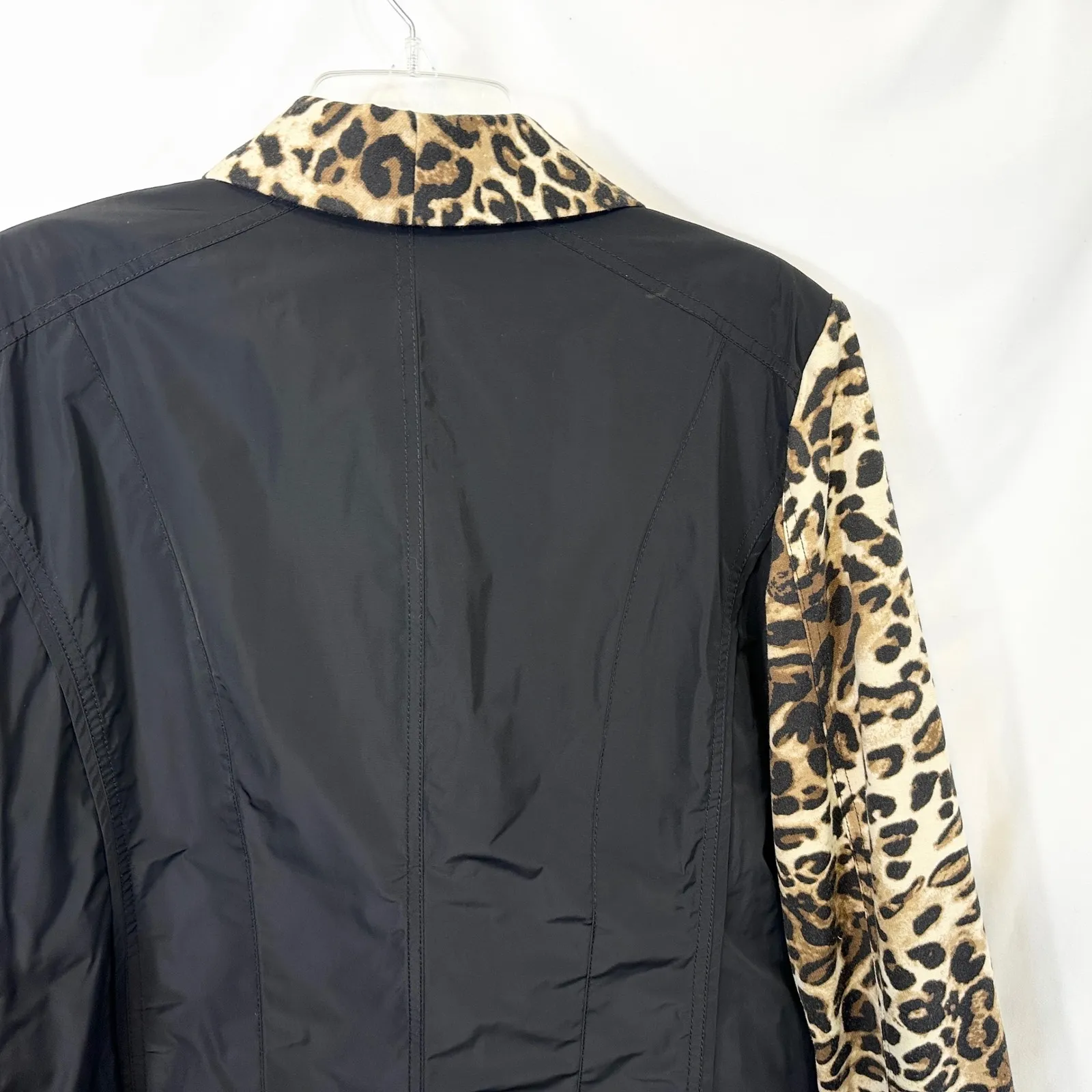 Chico's XL Jacket 3 Leopard Print Black Mixed Media Blazer‎ Mob Wife Career 729 - Image 12