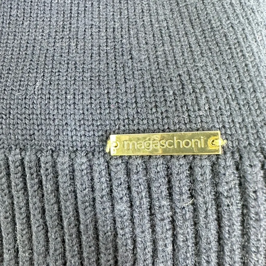 Magaschoni Preppy Collared V Neck Sweater Women's Size S Navy Blue Knit Chic - Image 4