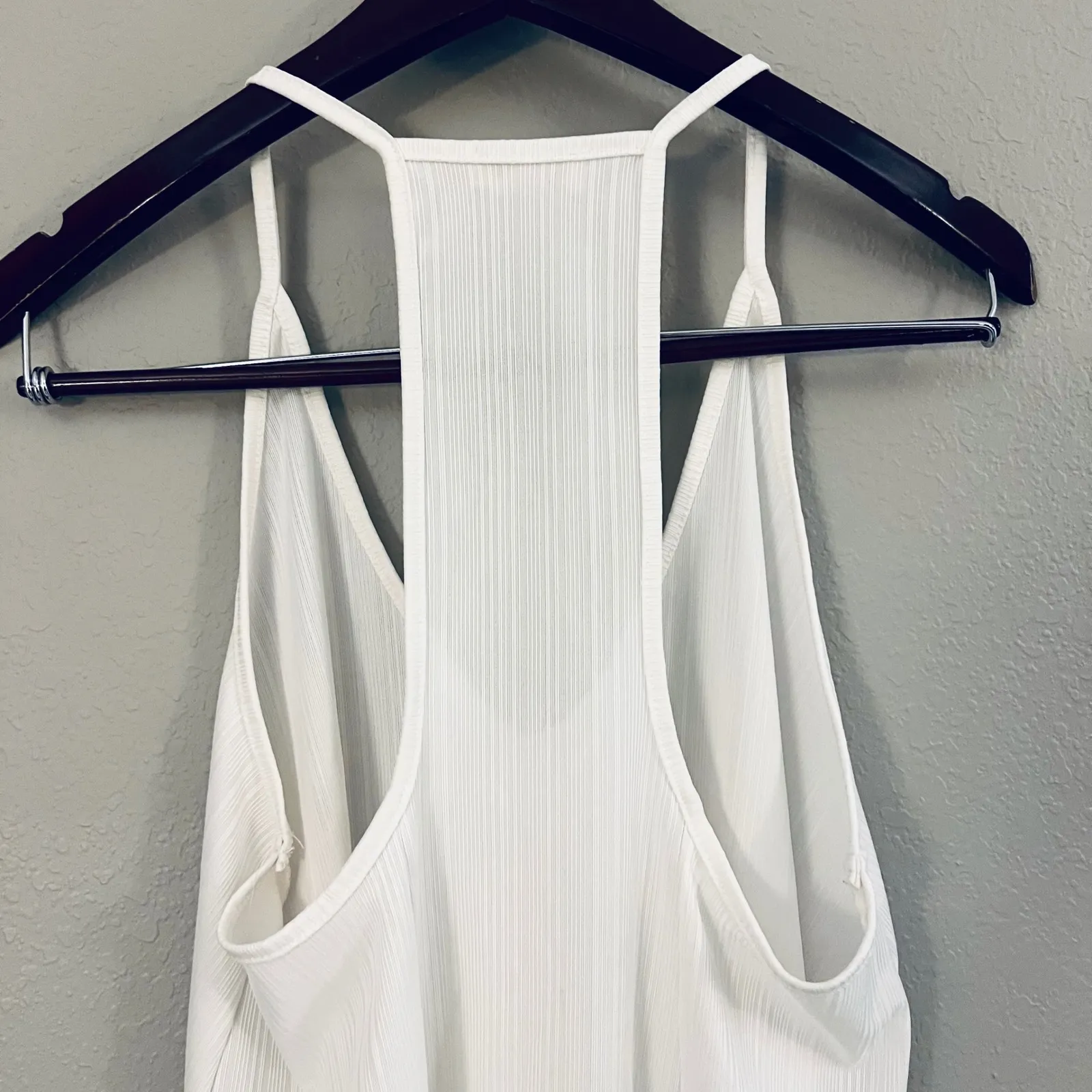 Free People Intimately White Ribbed Racerback V Neck Cami Tank‎ Top S - Image 7