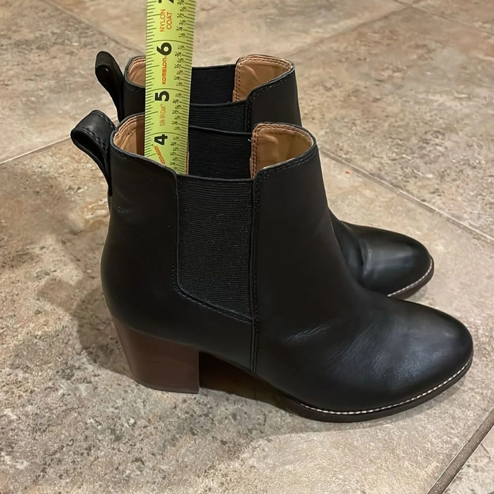J. Crew Rory Black Leather Heeled Ankle Boots Womens Size 7.5 AR846 - Image 5