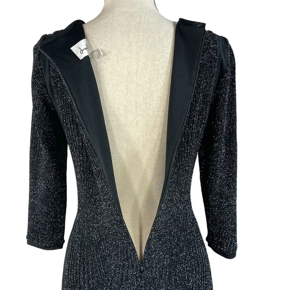 Joseph Ribkoff SZ 6 Bodycon Dress Scoop Neck 3/4 Sleeve Stretch Sparkly Glitter - Image 5