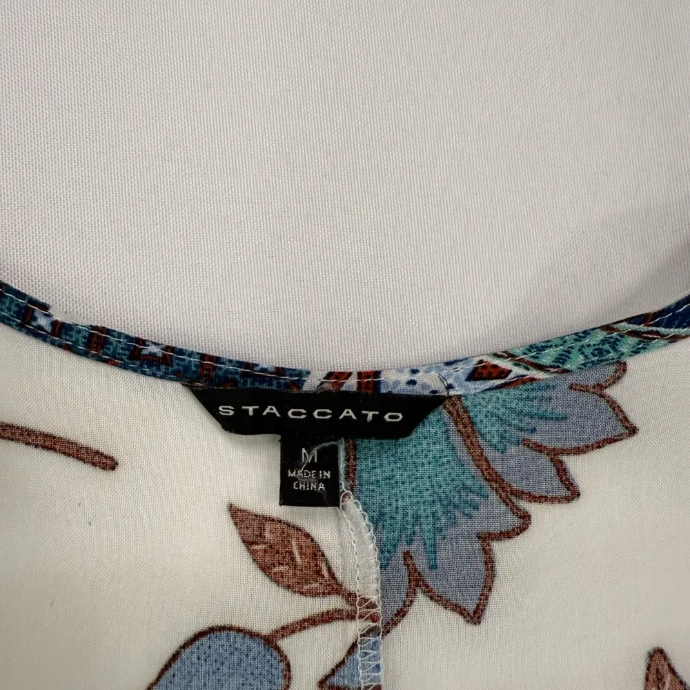 Staccato Blue and White Relaxed Open Front Blouse - Image 5