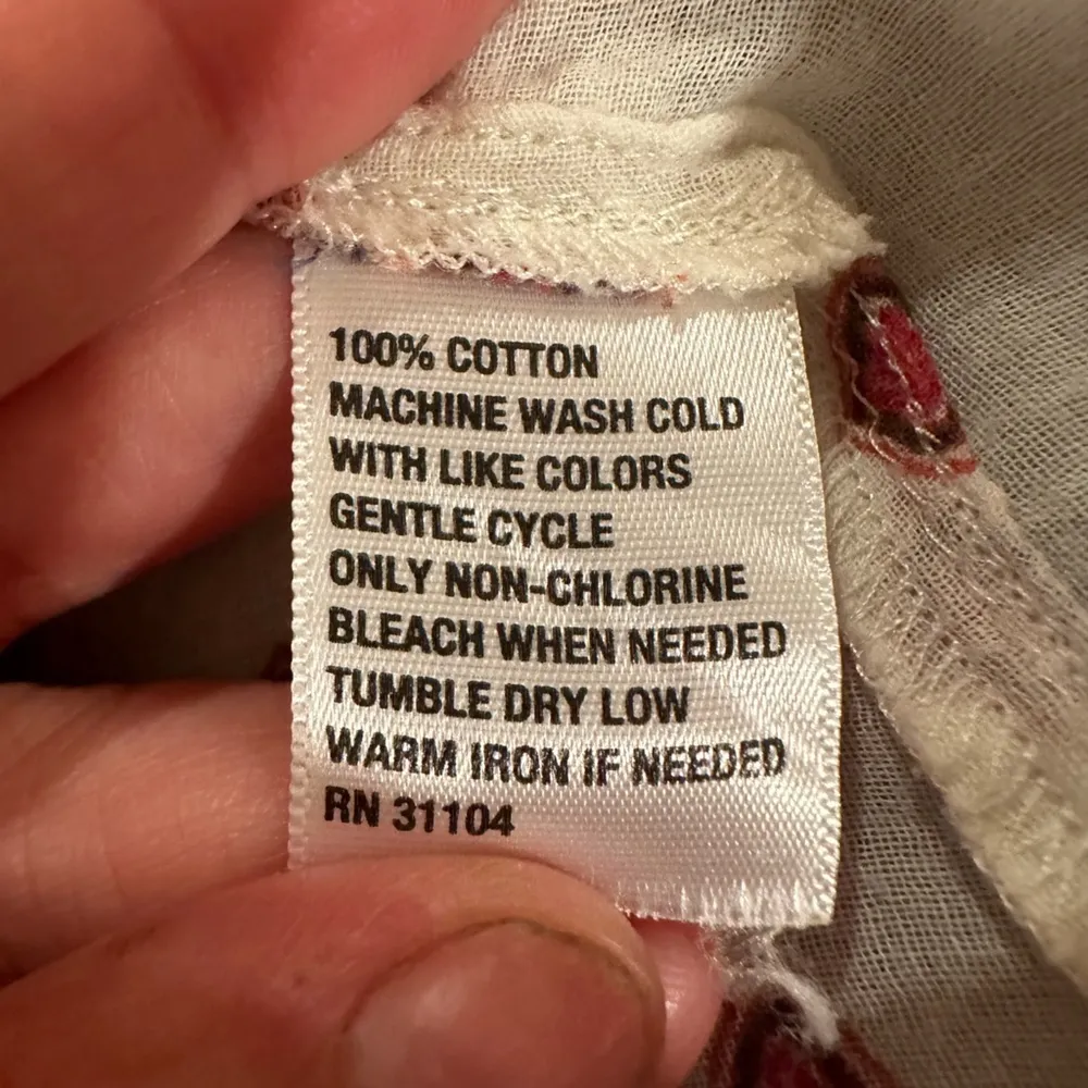 EUC Red Camel Blouse Boho Long Sleeve Multicolor Button Top Ivory XS - Image 7