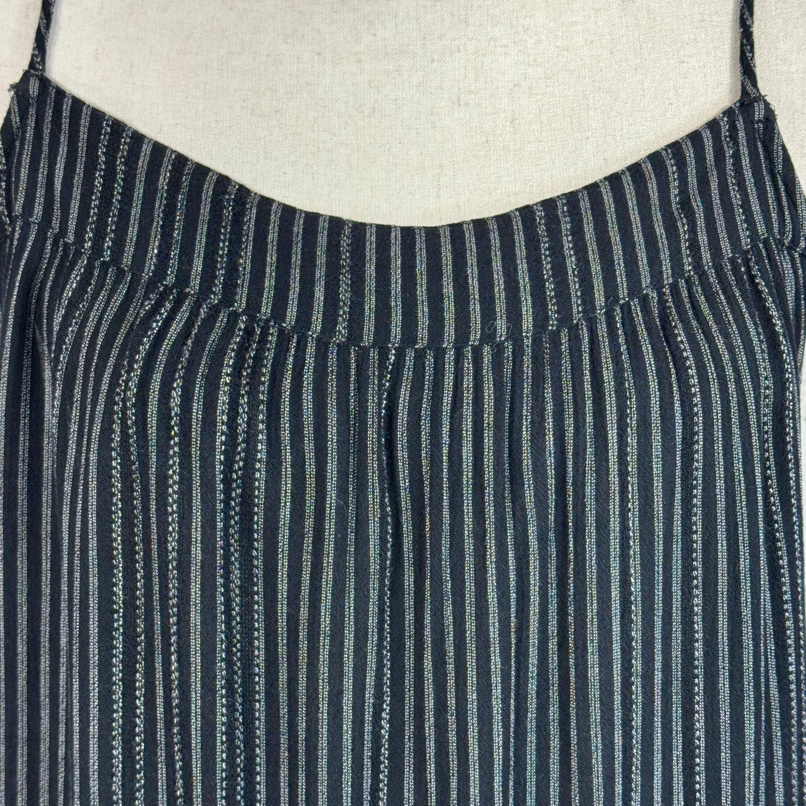 American Eagle X-Large Babydoll Top Spaghetti Straps Tiered Striped Ruffled Tie - Image 2