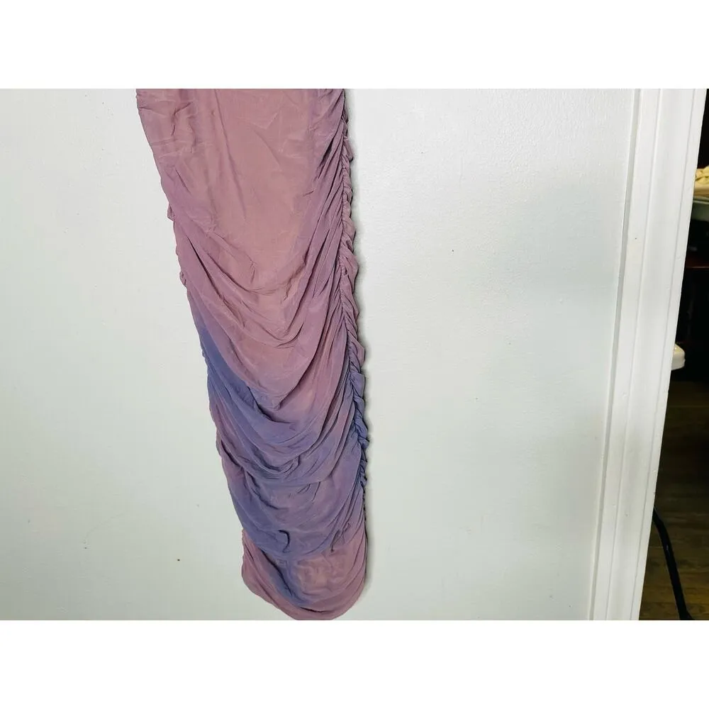 NOOKIE Blue Purple Ombre Corseted Sheer Overlay Bodycon Midi Dress Size Small - Image 5