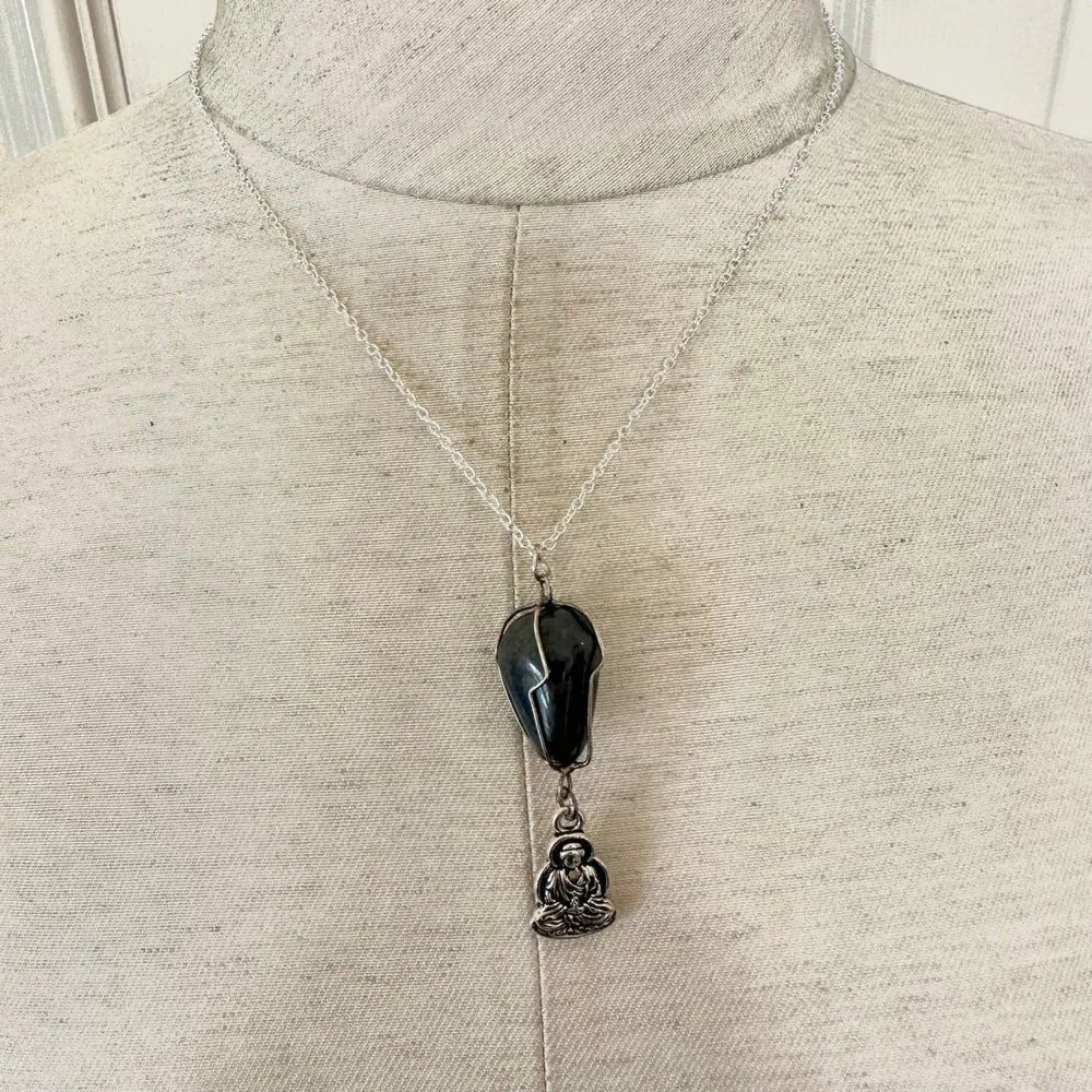 Blue aventurine Buddha pendant necklace - Image 3