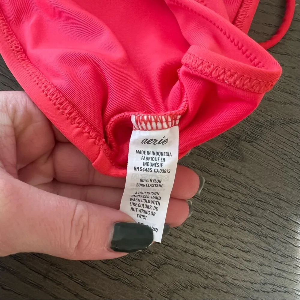 Aerie Women's Salmon Color High Neck Lace Up Bikini Swim Top- Size Medium - Image 5