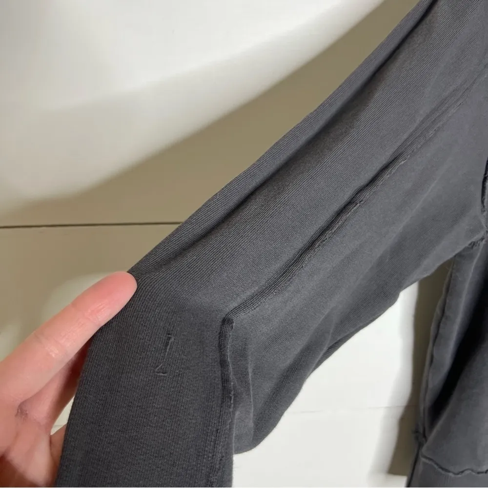 VINCE Women's Raw-Edge Smoke Hoodie Dark Grey - Image 7