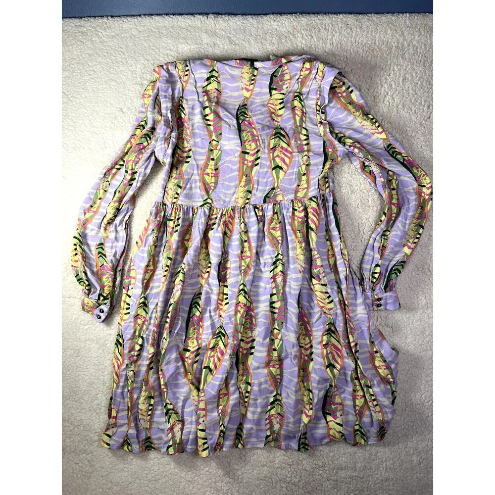 Basement Dress Women's Size Small Purple Fairycore Preppy Old Money Long Sleeve - Image 3