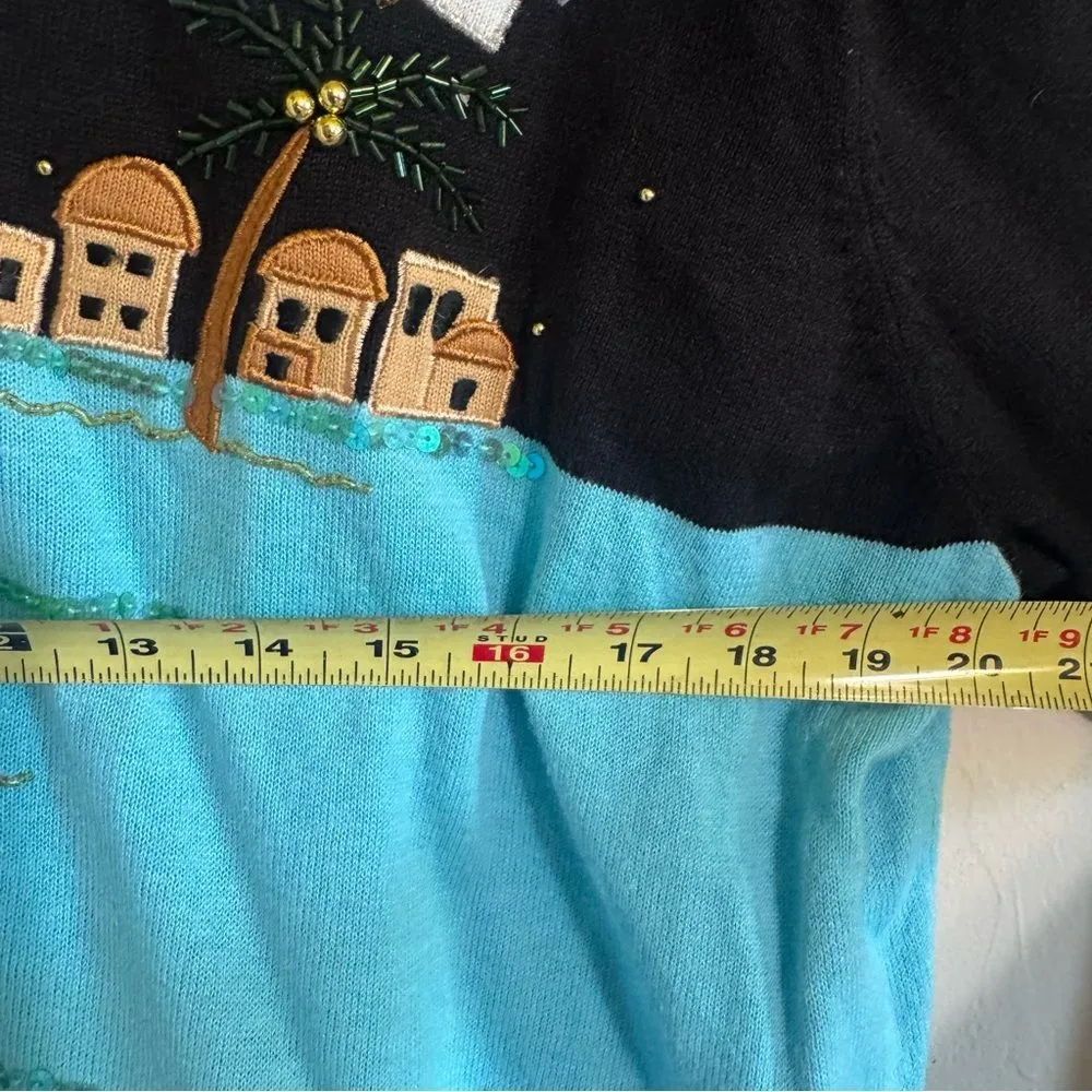 Vtg Quacker Factory Christmas Cardigan Sweater XL Zip Nativity Novelty Jesus - Image 6