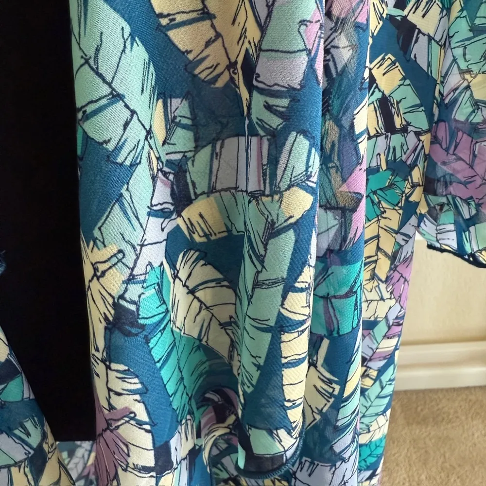 Kimono Sheer Leaf Print Shirley Multicolor Boho Lightweight Drape Layered Cover - Image 5