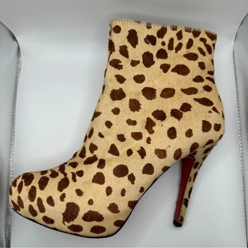 Christian Louboutin Miss Clichy Leopard Print Platform Ankle‎ Booties Sz 10 - Image 2