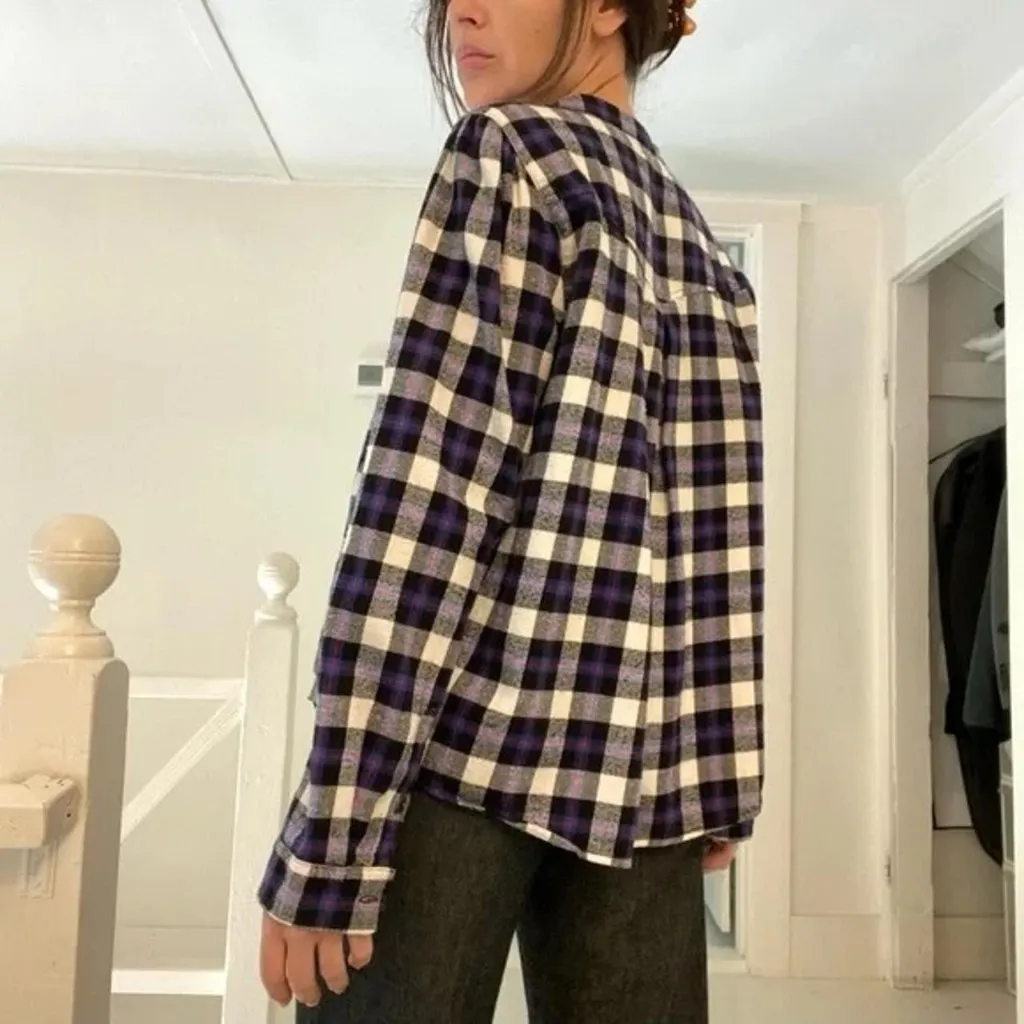 Xirena Jesse Plaid Flannel Shirt Purple/White Size S Purple - Image 2