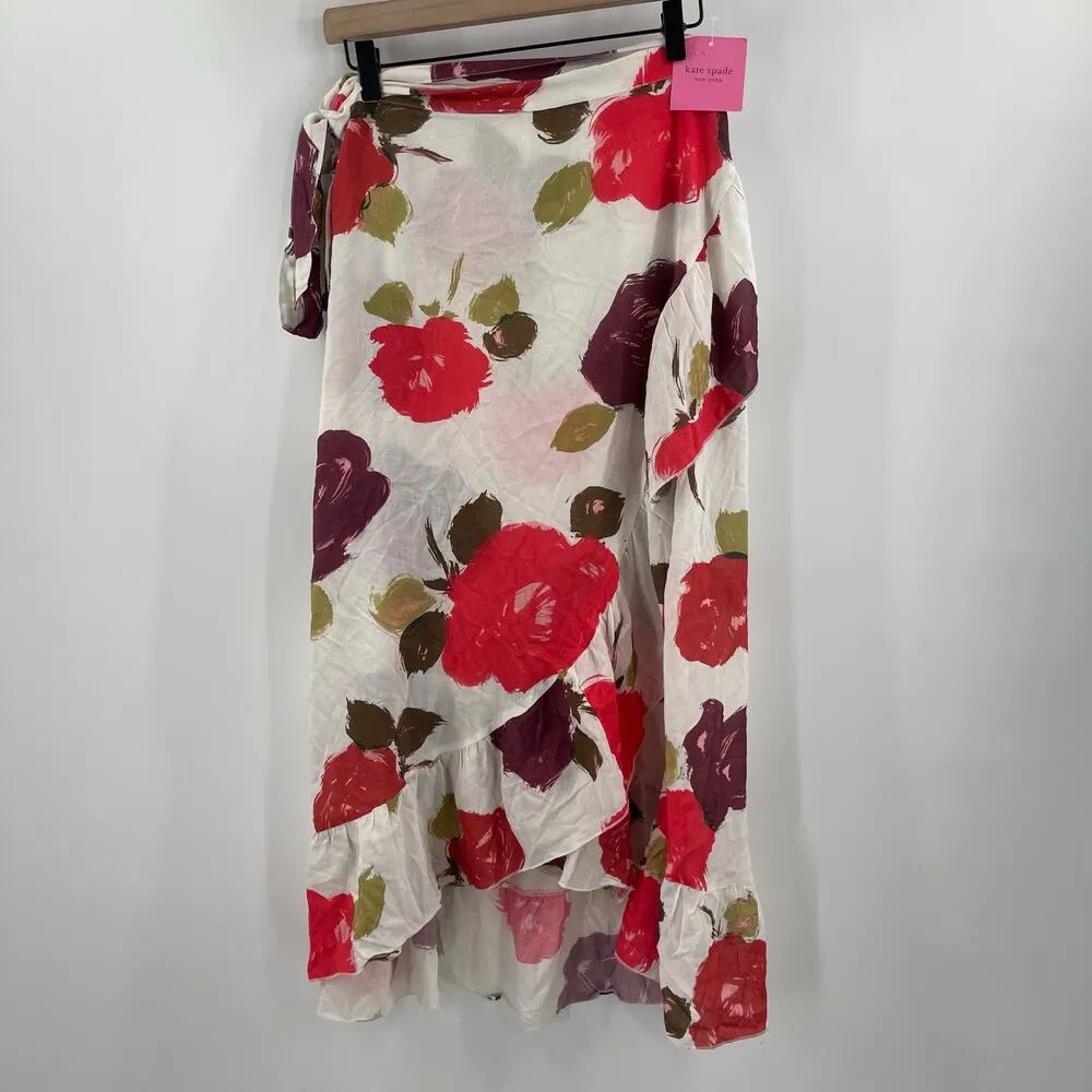 Kate Spade Swim Coverup Size M/L Skirt Floral Print Ruffle Wrap Sarong NWT Beach - Image 12