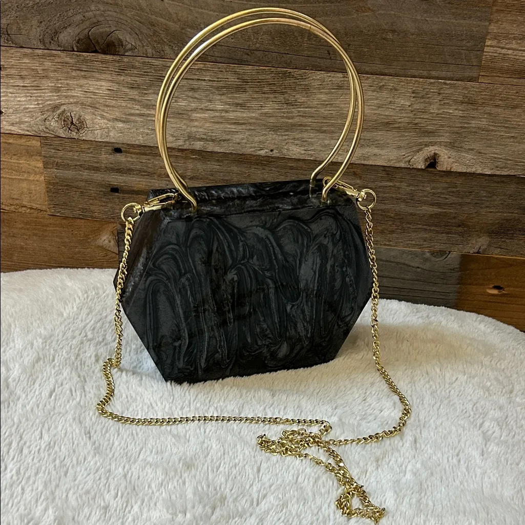 Ramla Black Acrylic Soho Clutch with Removable Chain Brand New! - Image 10