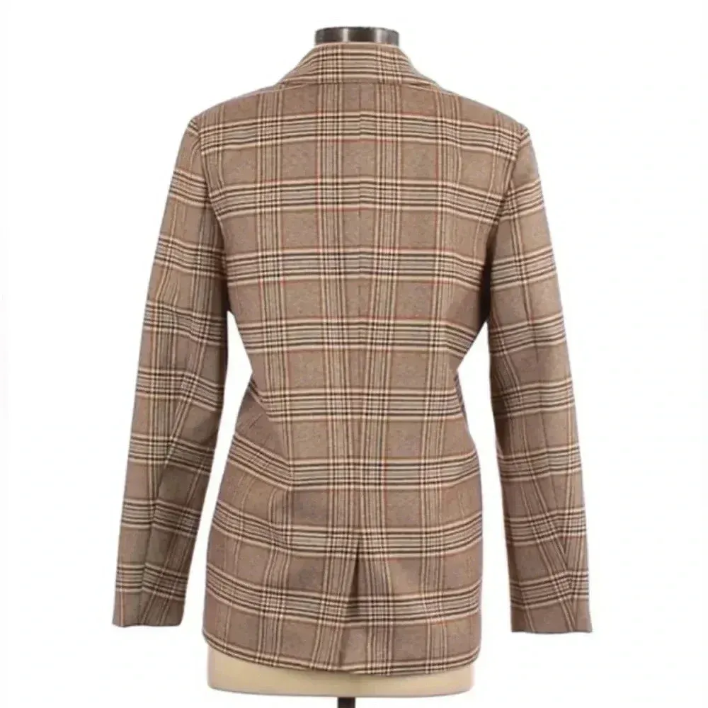 Urban Outfitters Brown Tartan Plaid Double Breasted Blazer Jacket  Size Small S - Image 3