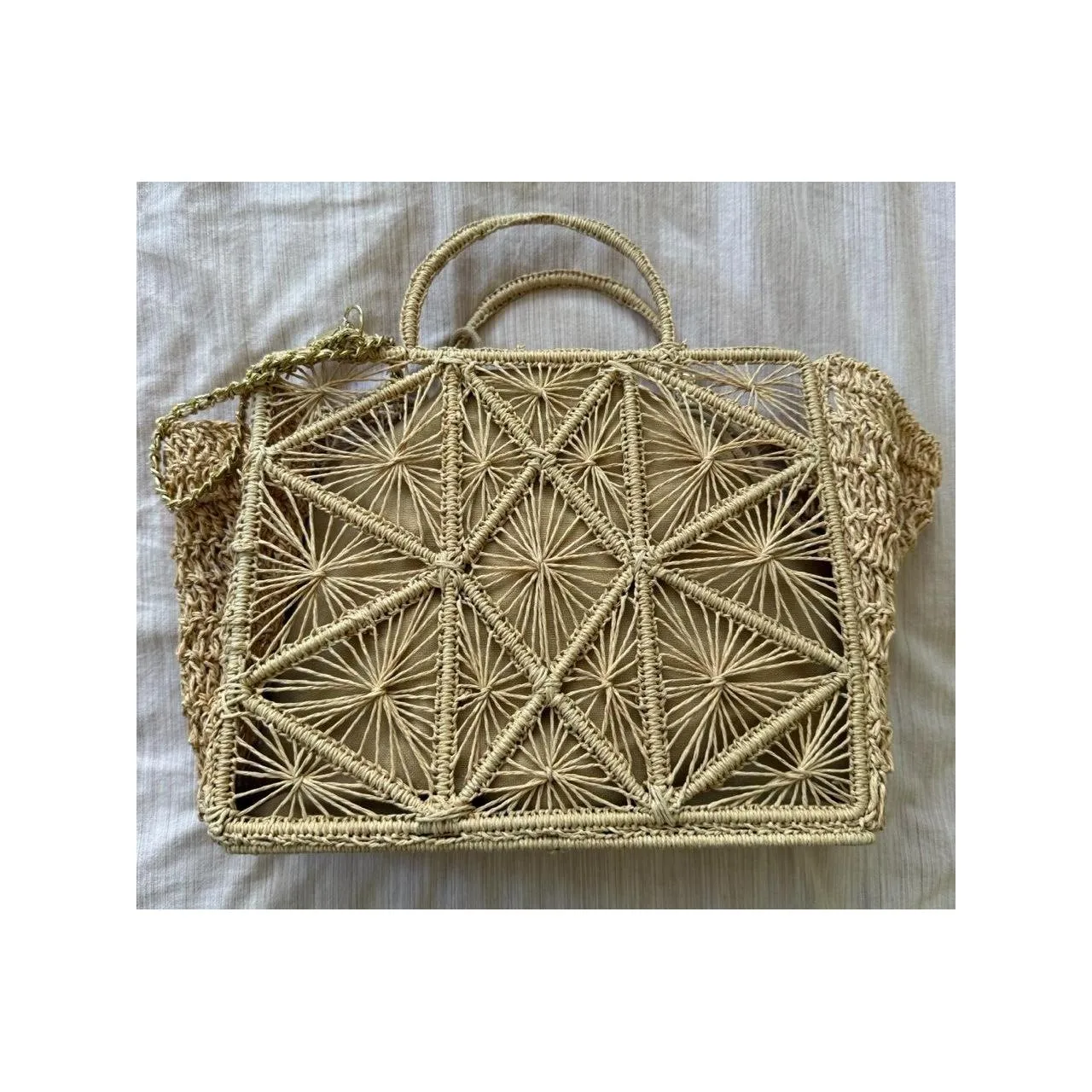 NWT House of Harlow 1960 Raffia Hand Woven Tote Crossbody Purse - Image 2