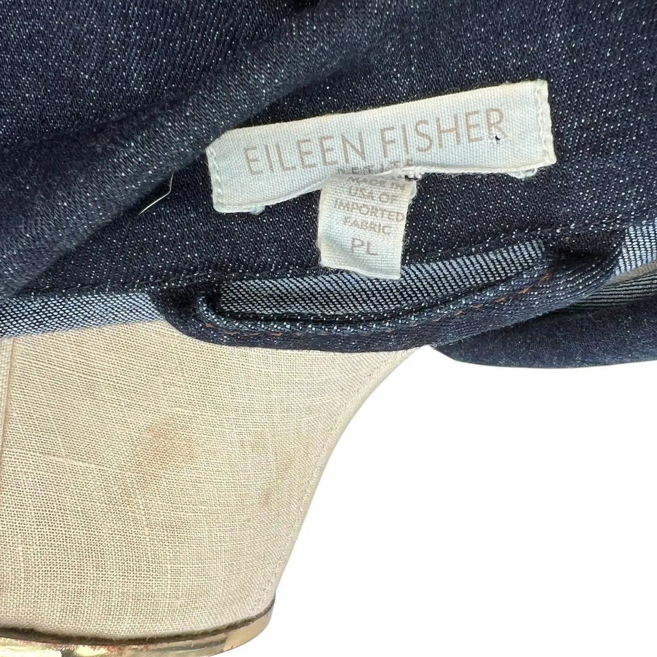 Eileen Fisher Denim Jacket Dark Wash Cotton Stretch Blue Size Petite Large - Image 8