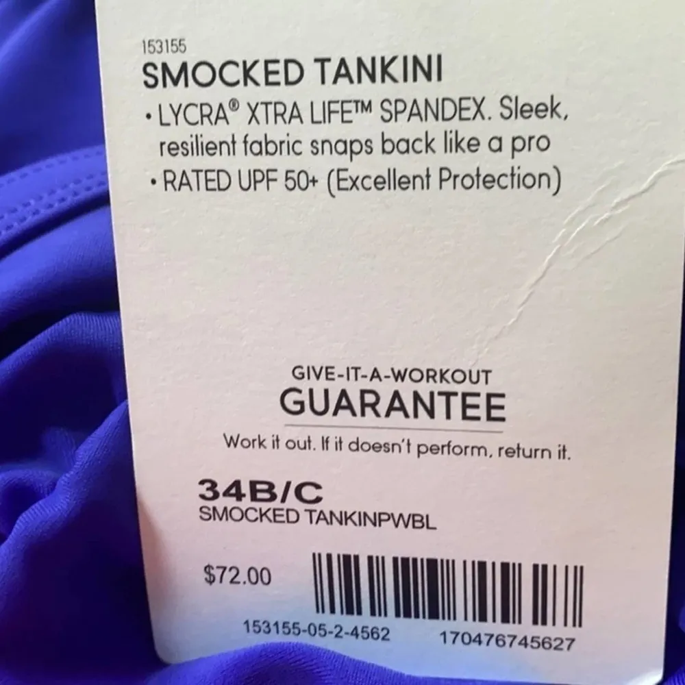 ATHLETA Royal Dress Blue Smocked Tankini Top - Image 3