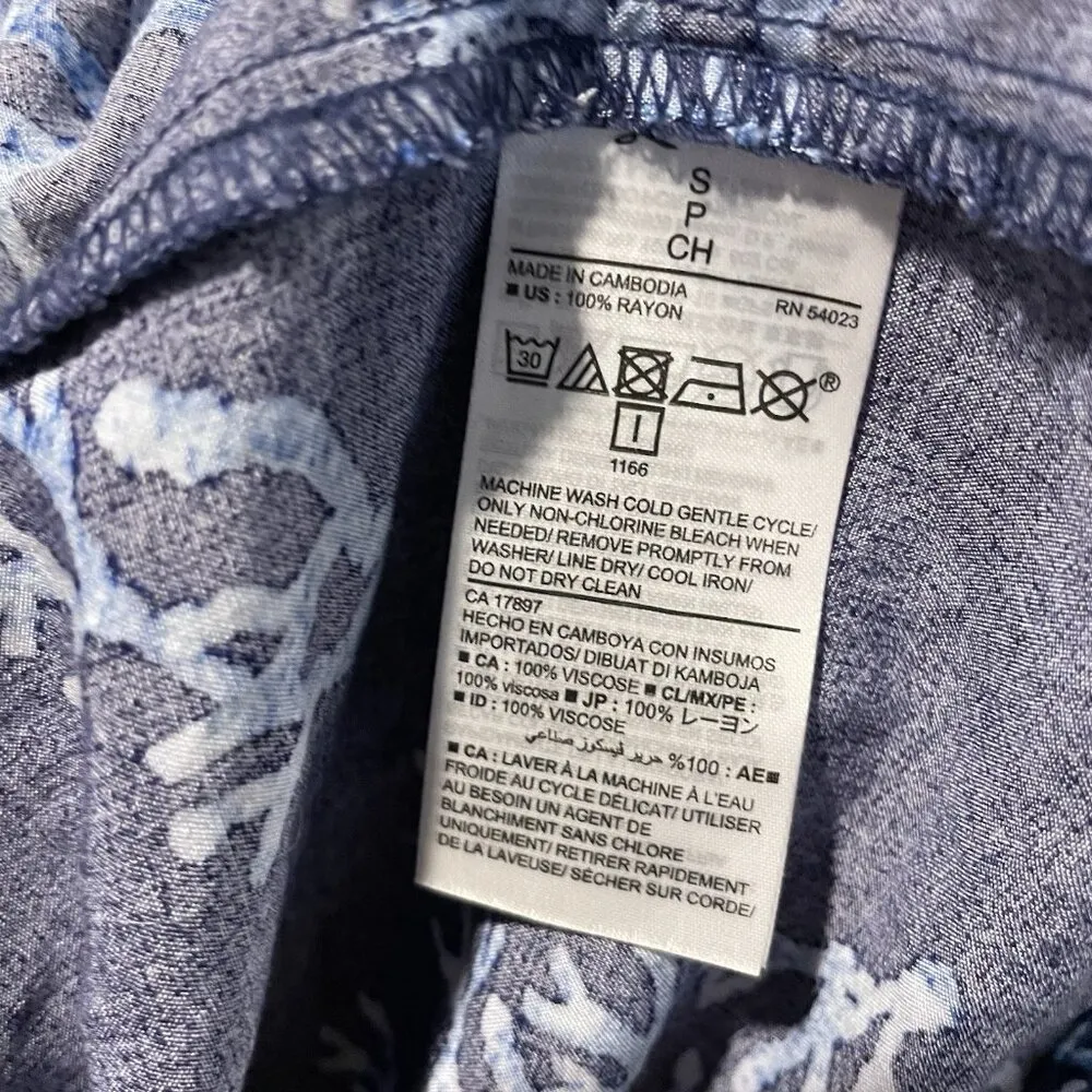 Old Navy Dress Womens Small Poplin Cami Navy Blue Knee Sun Adjustable Coastal - Image 4