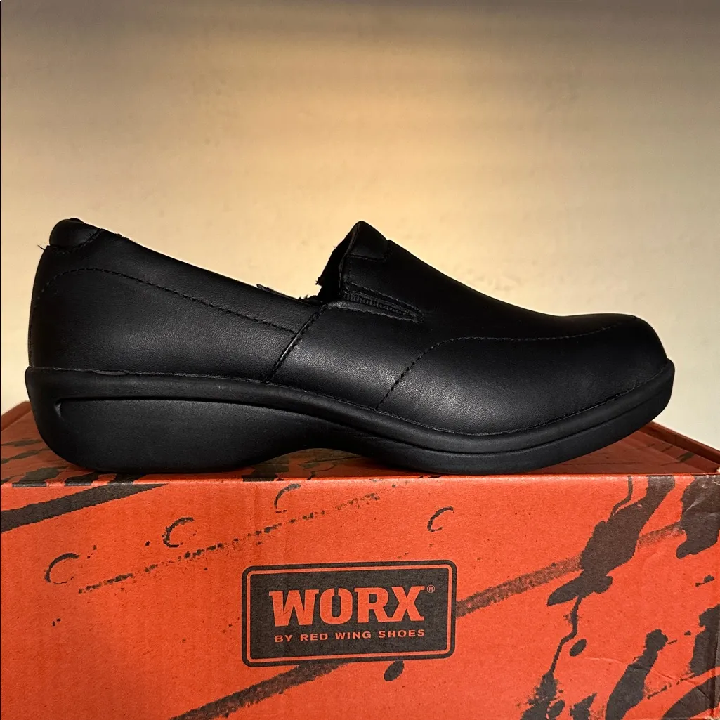 Worx Womens Black Leather Slip On Work Comfort Slip Resistant Shoes Sz 10 M - Image 6