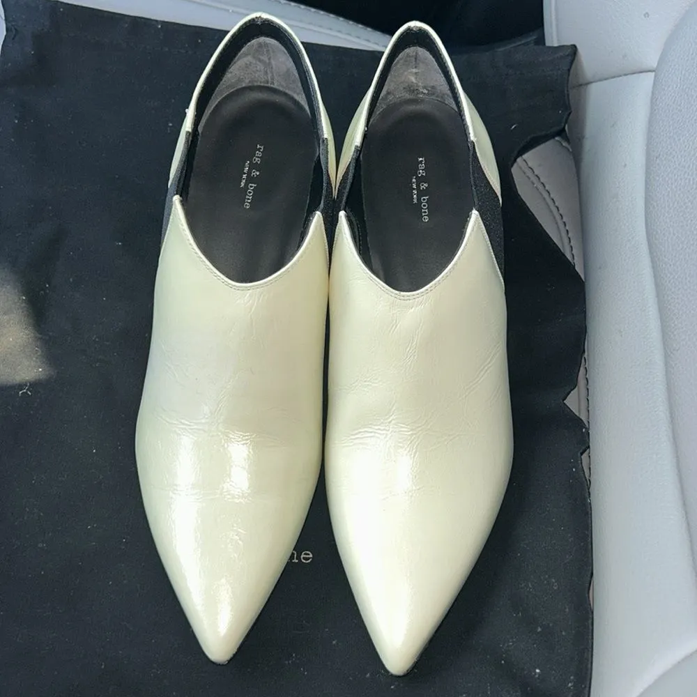 Rag & Bone Antique White Leather Ankle Shoes(Size 39/9) - Image 4