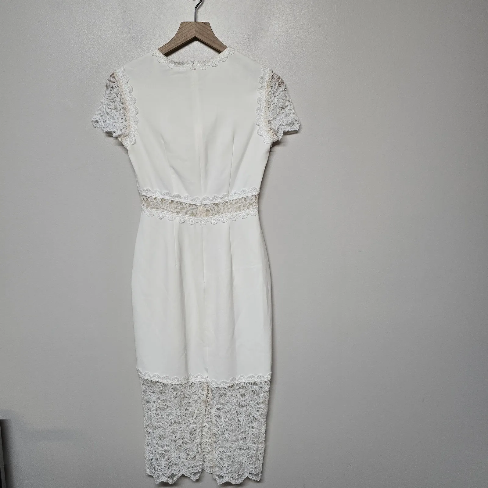 Isabel Garcia White Lace Midi Dress XS Scalloped Trim Elegant Victorian NWT - Image 8