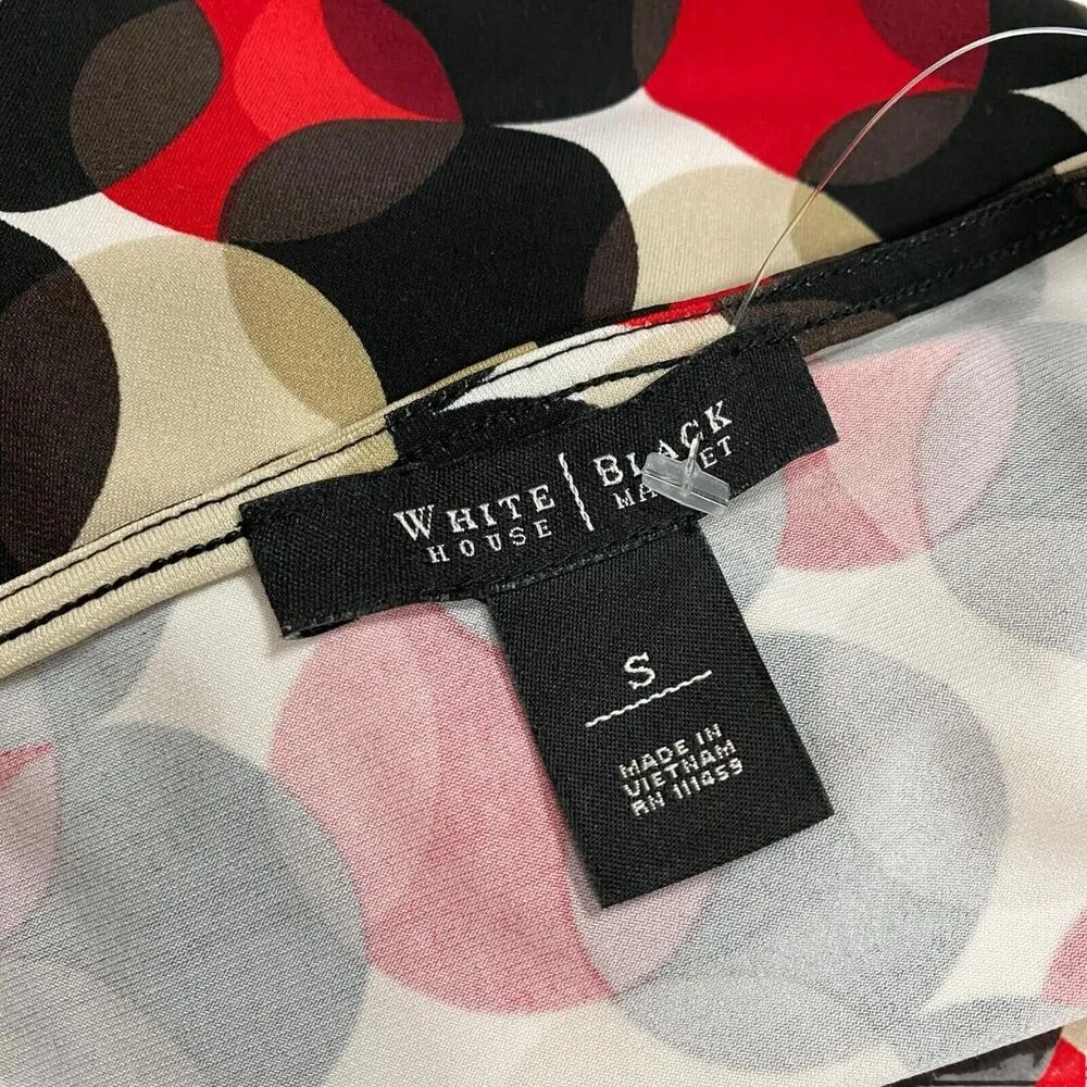 White House Black Market Women's Black Red Polka Dot Ruched Cami Tank Sz S Y2K - Image 9