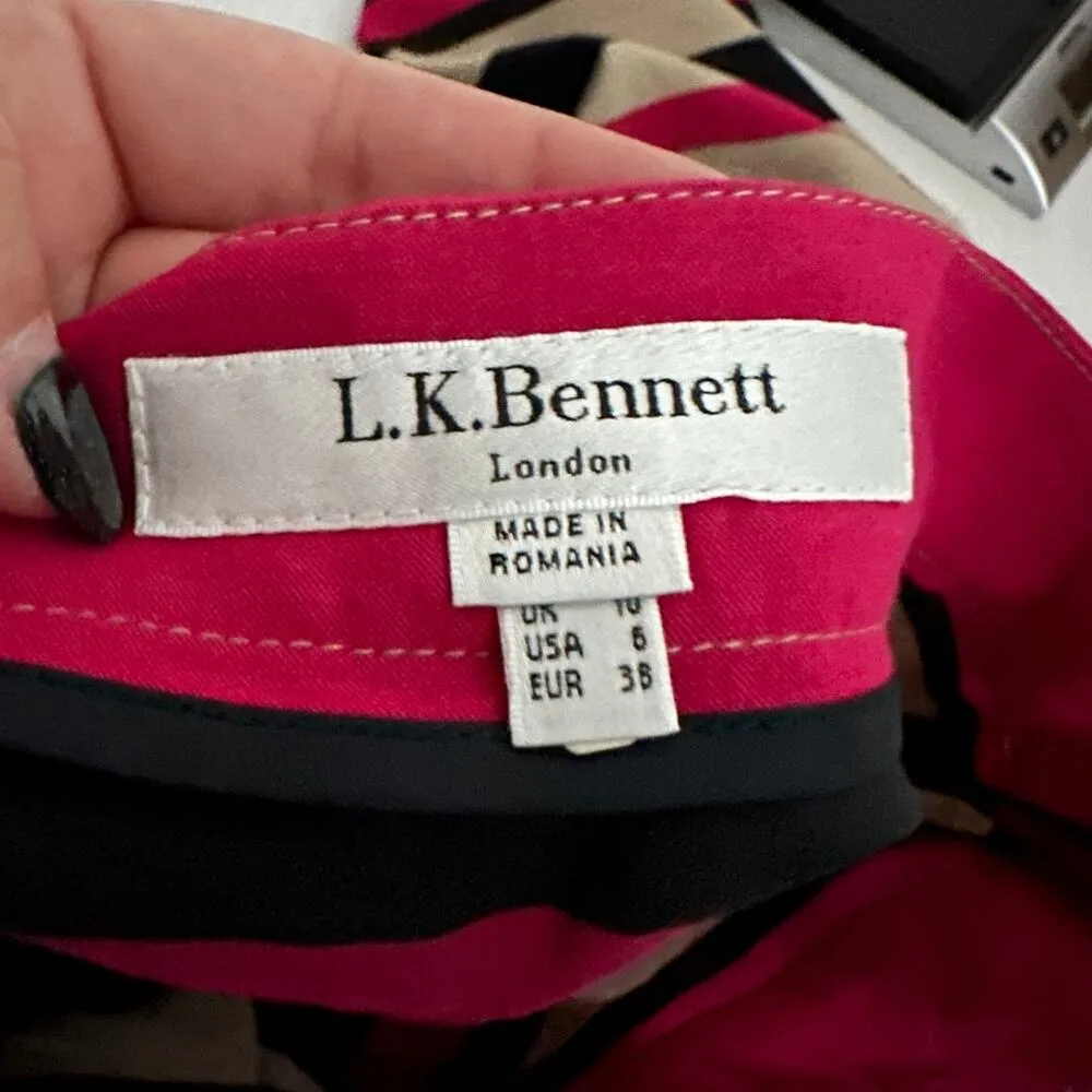 LK Bennett Women's Striped Multicolor Martha Skirt Size US 6 UK 10 EU 36 - Image 4