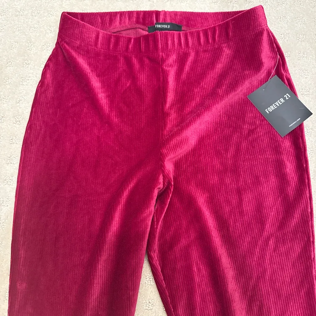 Forever 21 Berry Corduroy Leggings Pants Women’s Small NWT - Image 3