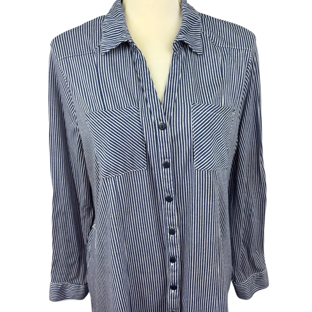 Passport shirt dress, size 1X, 80s, preppy, summer, casual, vacation, beach Blue - Image 2