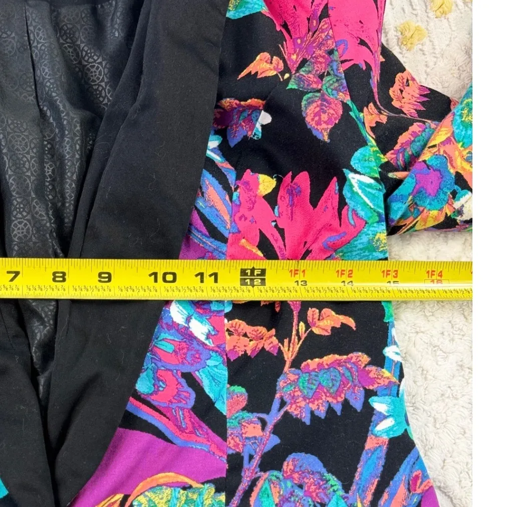 Nicole Miller Colorful Floral Blazer XS Black Tropical Print Party Jacket - Image 5