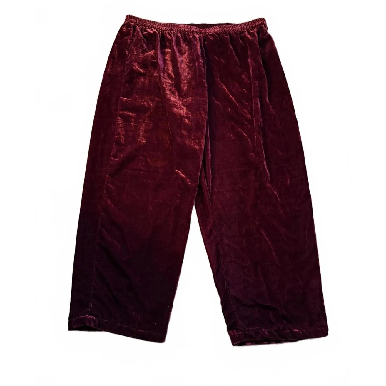 New White Stag Women's Velvet Pants Size 26W 28W Harvest Wine Red Pull On Rayon - Image 2