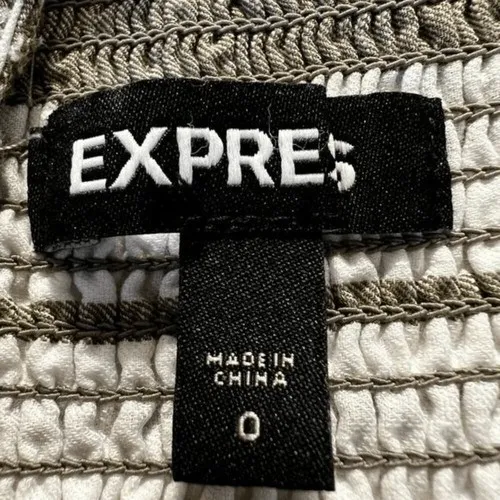 EXPRESS Cut Out  Stripe Color Splashed Faux Wrap‎ Cotton Midi Dress NWOT Size 0 - Image 9