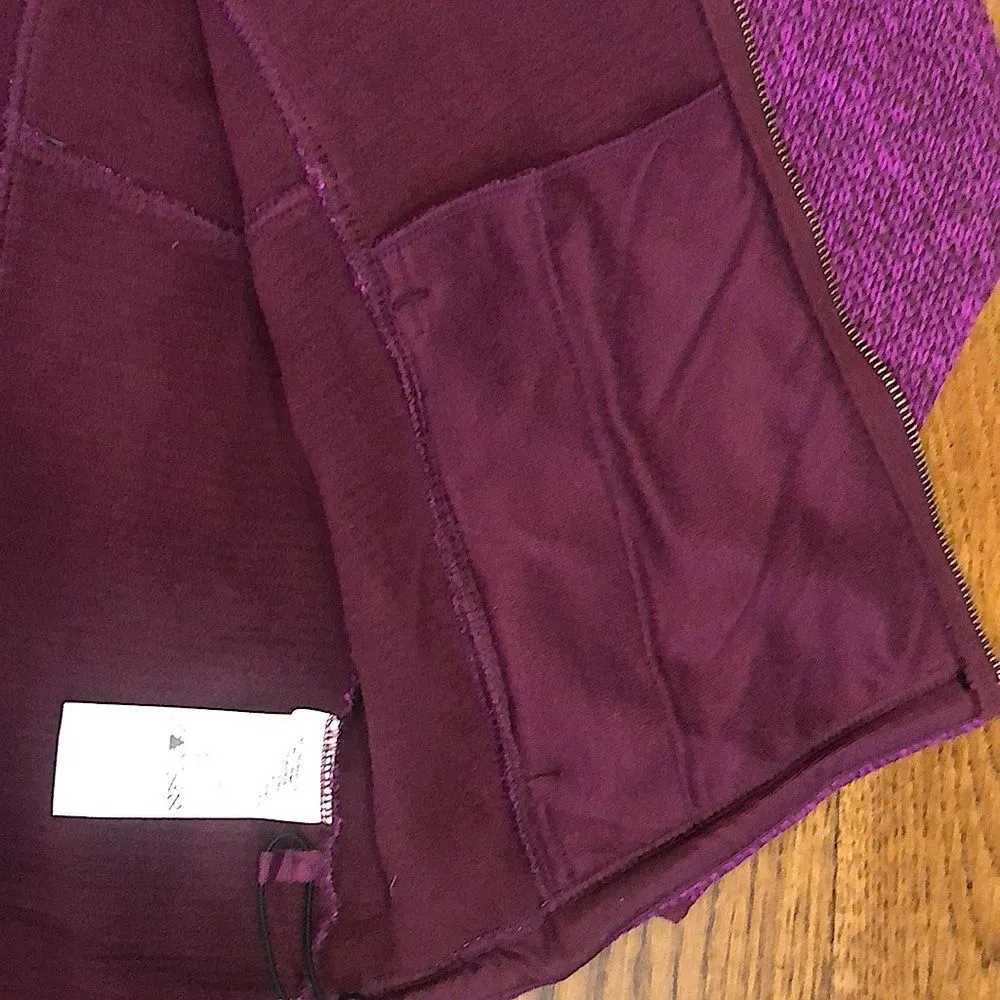 COLUMBIA Womens Raspberry Wine Knit Full Zip Fleece Lined Zip Pockets Hoodie Lrg - Image 12