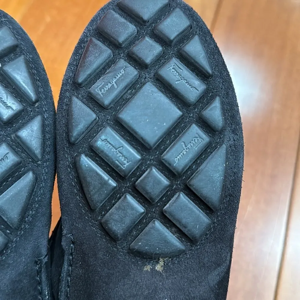 Salvatore Ferragamo Suede Horsebit Black Loafers Size 7 B - Image 8