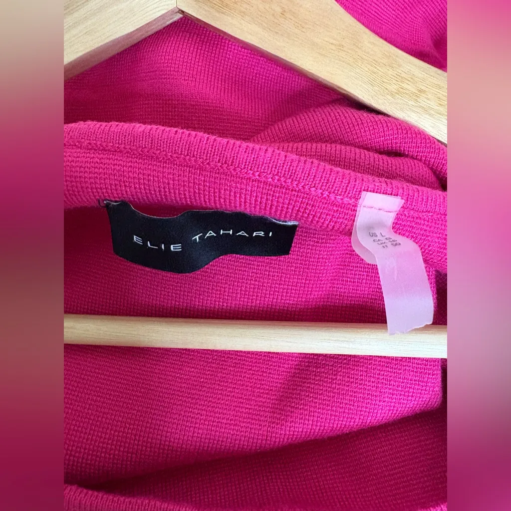 Elie Tahari Vibrant Pink Midi Dress sz Lg - Image 7
